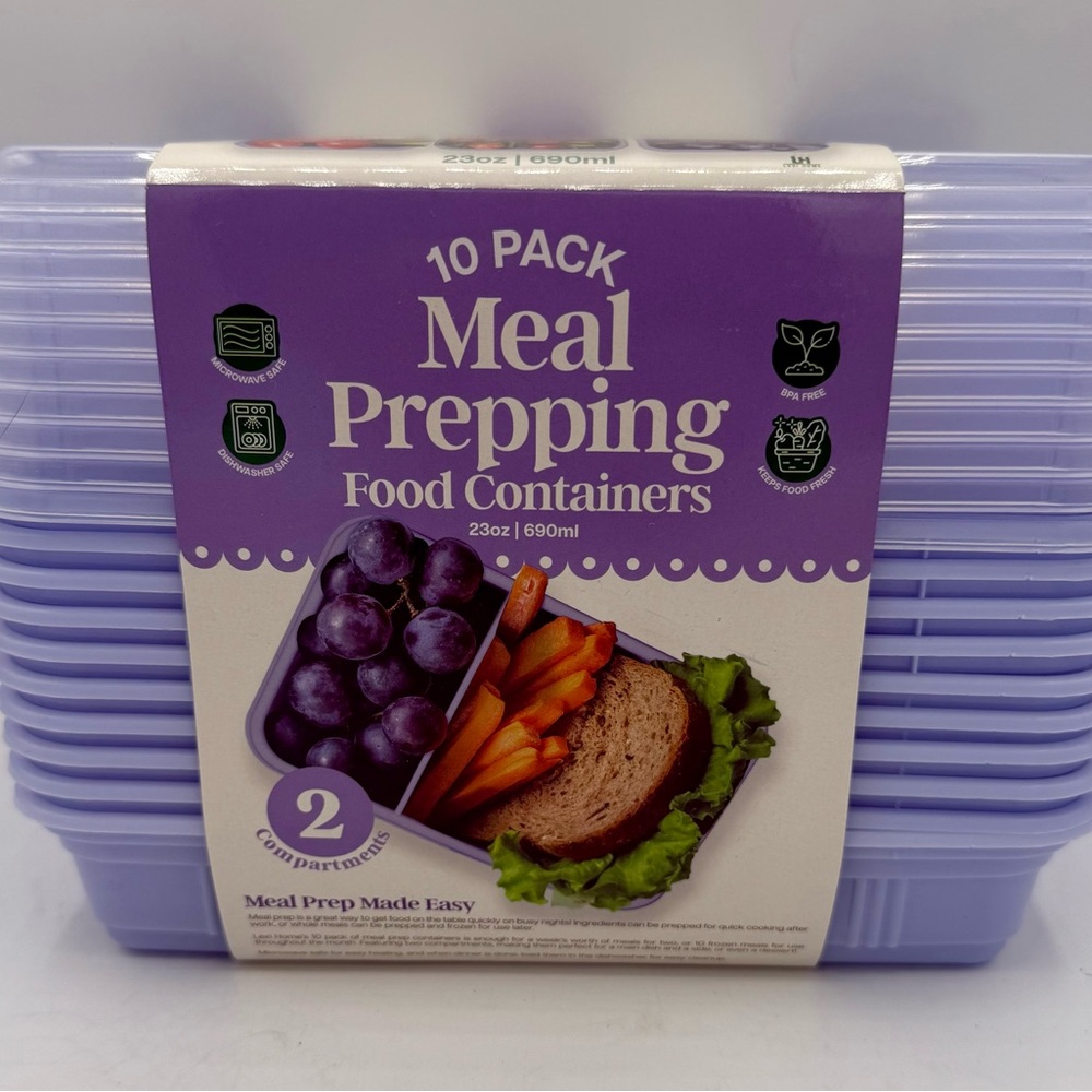 Meal Prepping Food Containers - Purple - 10 Pack